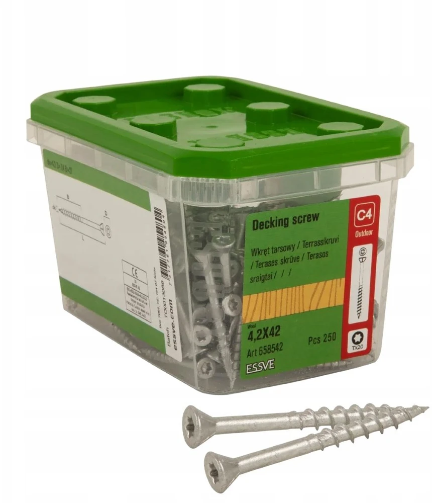 Grąžtas Essve TERRACE SCREWS 4.2X42 CORRSEAL 250PCS
