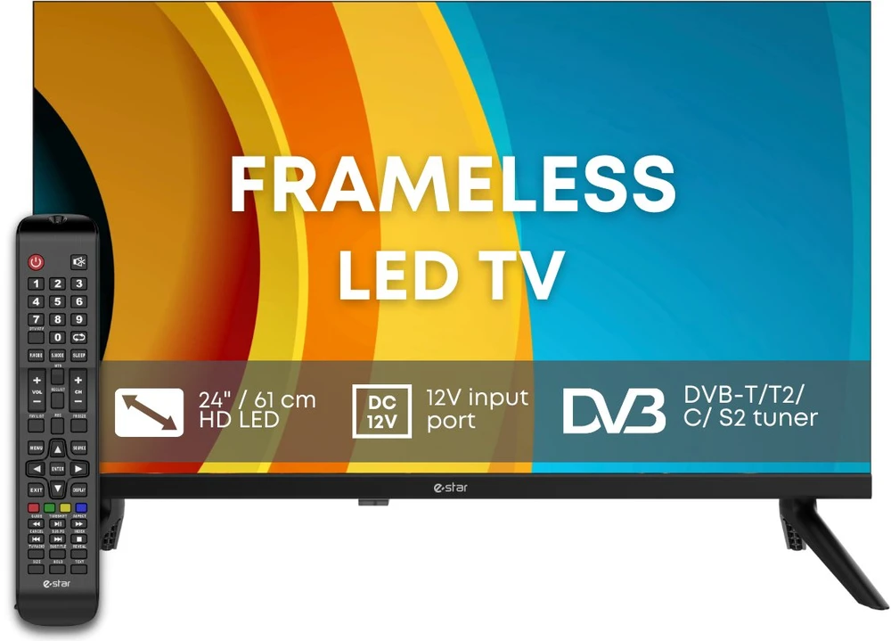 Televizorius eSTAR LED TV 24"/61 cm, LEDTV24R2T2, juodos spalvos