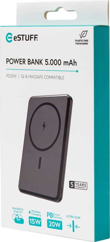 Powerbank eStuff eSTUFF ES641100 5000 mAh galios bankas belaidis įkrovimas Juodas