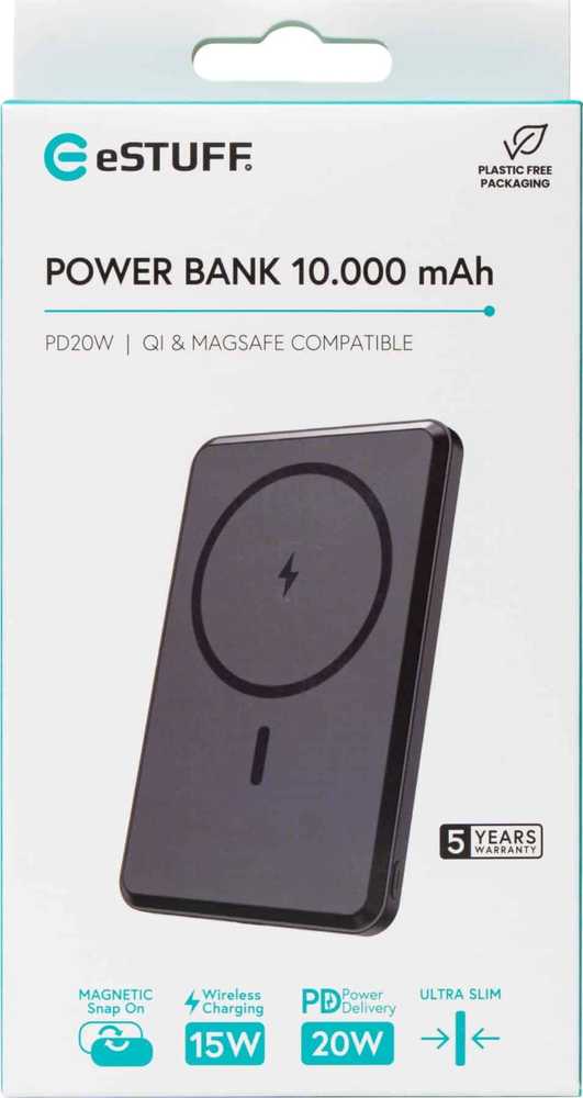 Powerbank eStuff ES641101 Magnetic 10000 mAh Juodas (ES641101)