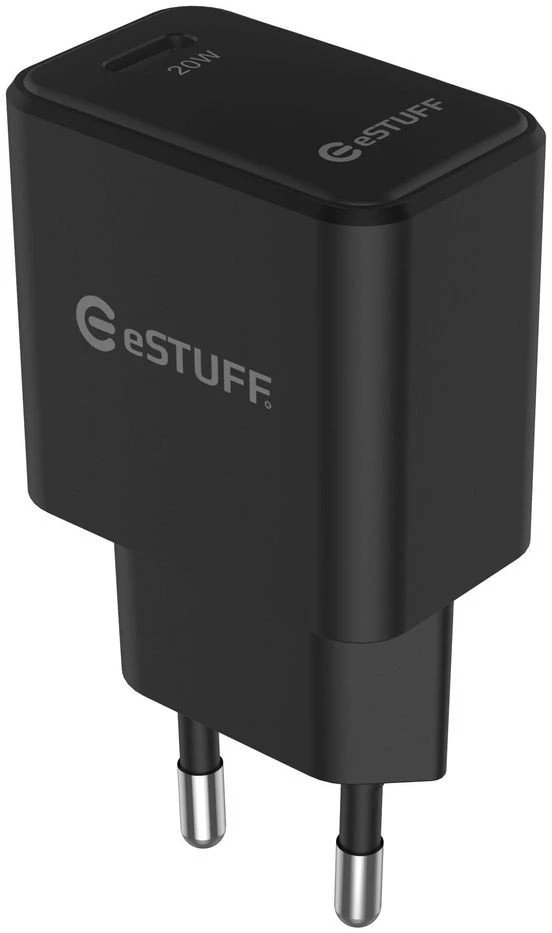 Įkroviklis eStuff USB-C PD 20 W Juodas (USB-C Charger EU PD 20W. 1 x)