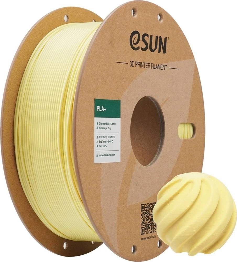 eSUN PLA+ plastikas 1.75 mm 1kg – migdolų geltonumo