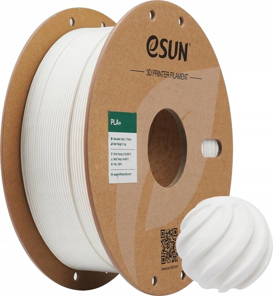 eSUN PLA+ plastikas 1.75 mm 1kg – pieniškai baltas