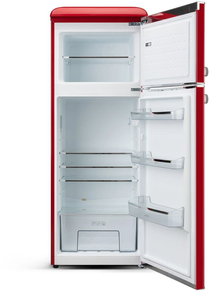 ETA | Šaldytuvas | ETA253490030E Storio retro | Energy efficiency class E | Free standing | Double Door | Height 148.2 cm | Šaldytuvas net capacity 170 L | Šaldiklis net capacity 45 L | 44 dB | Raudona