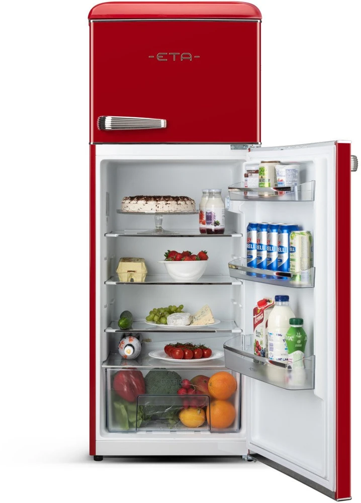 ETA | Šaldytuvas | ETA253490030E Storio retro | Energy efficiency class E | Free standing | Double Door | Height 148.2 cm | Šaldytuvas net capacity 170 L | Šaldiklis net capacity 45 L | 44 dB | Raudona