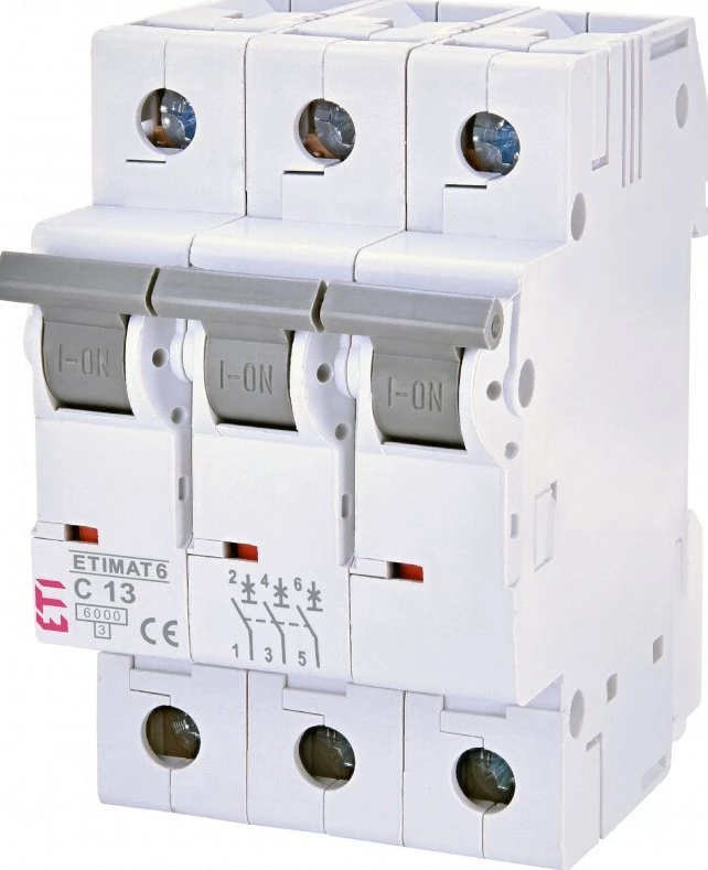Automatinis jungiklis Eti MAT6, 3P, C, 13A, 6kA
