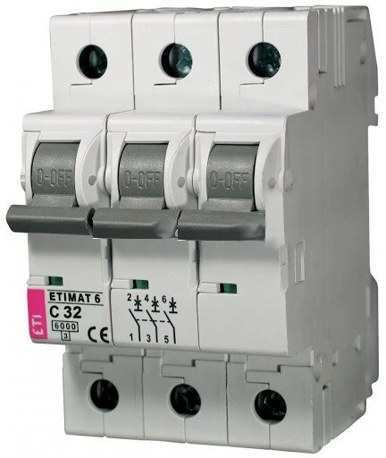Automatinis jungiklis Eti MAT6, 3P, C, 32A, 6kA