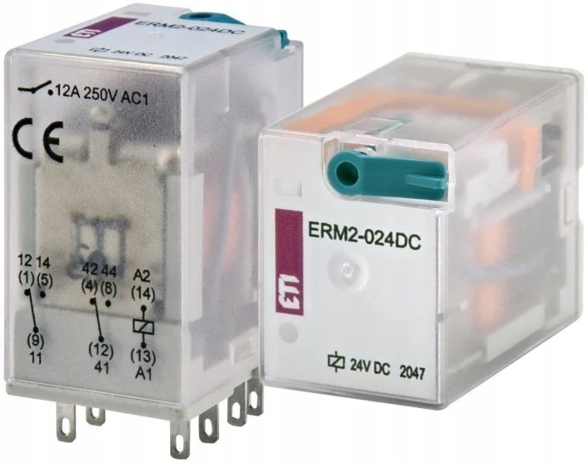 ETI dviejų kontaktų relė Polam 002473000 24V DC ERM2-024DC