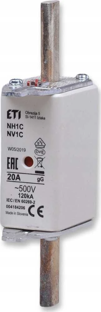 „Eti-Polam Industrial“ uždelsto saugiklio jungtis KOMBI NH1C gG 20A/500V WT-1C 004184206