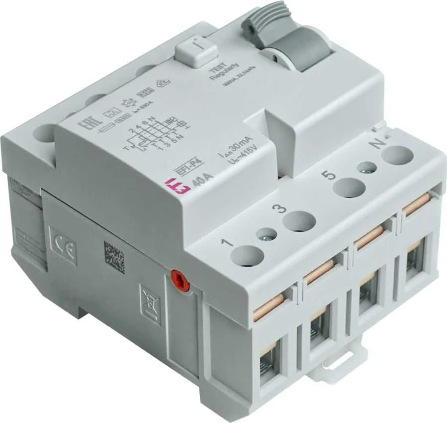 Srovės nuotėkio rėlė ETI EFI-P4 A, 4P, 40 A, 415 V, 30 mA