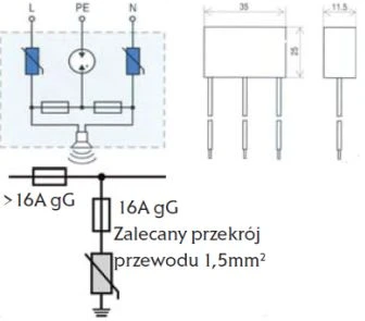 Eti-Polam modulinis viršįtampių ribotuvas MINI ETITEC D 255/3 - 002441632