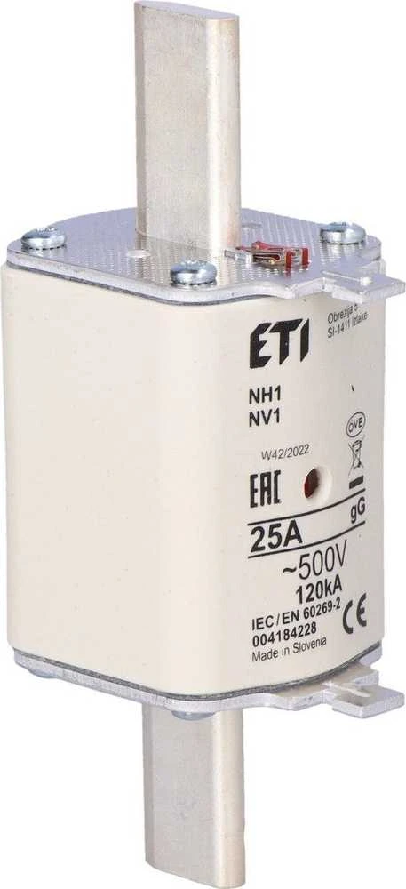 Eti-Polam NH1 gG saugiklio įdėklas 25A/500V 004184228