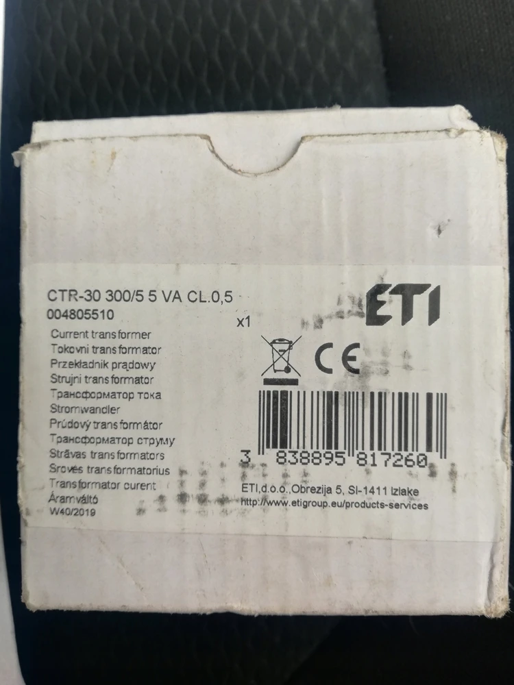 Eti-Polam kabelinis srovės transformatorius CTR-30 300/5 10VA CL.0.5 004805510
