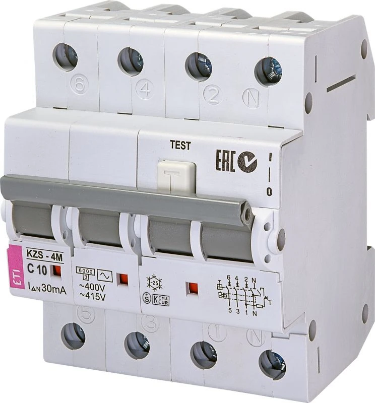 Eti Polam 002174022 Liekamosios srovės pertraukiklis 4P 10A C 0,03A tipas AC KZS-4M 002174022