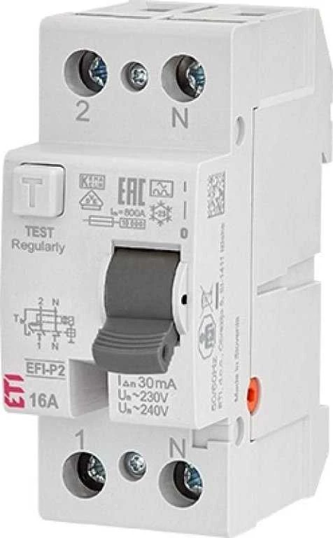 Eti Polam 002061217 Liekamosios srovės grandinės pertraukiklis 2P 32A 0,03A EFI-P2 AC 32/0,03 002061217