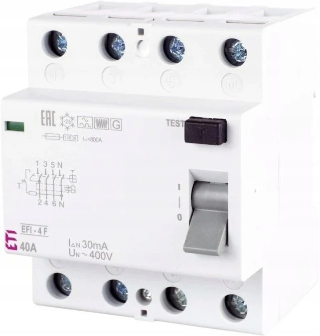 Eti Polam 002062529 Liekamosios srovės grandinės pertraukiklis 4P 40A 0.03A Tipas F EFI-4 F 40/0.03 002062529