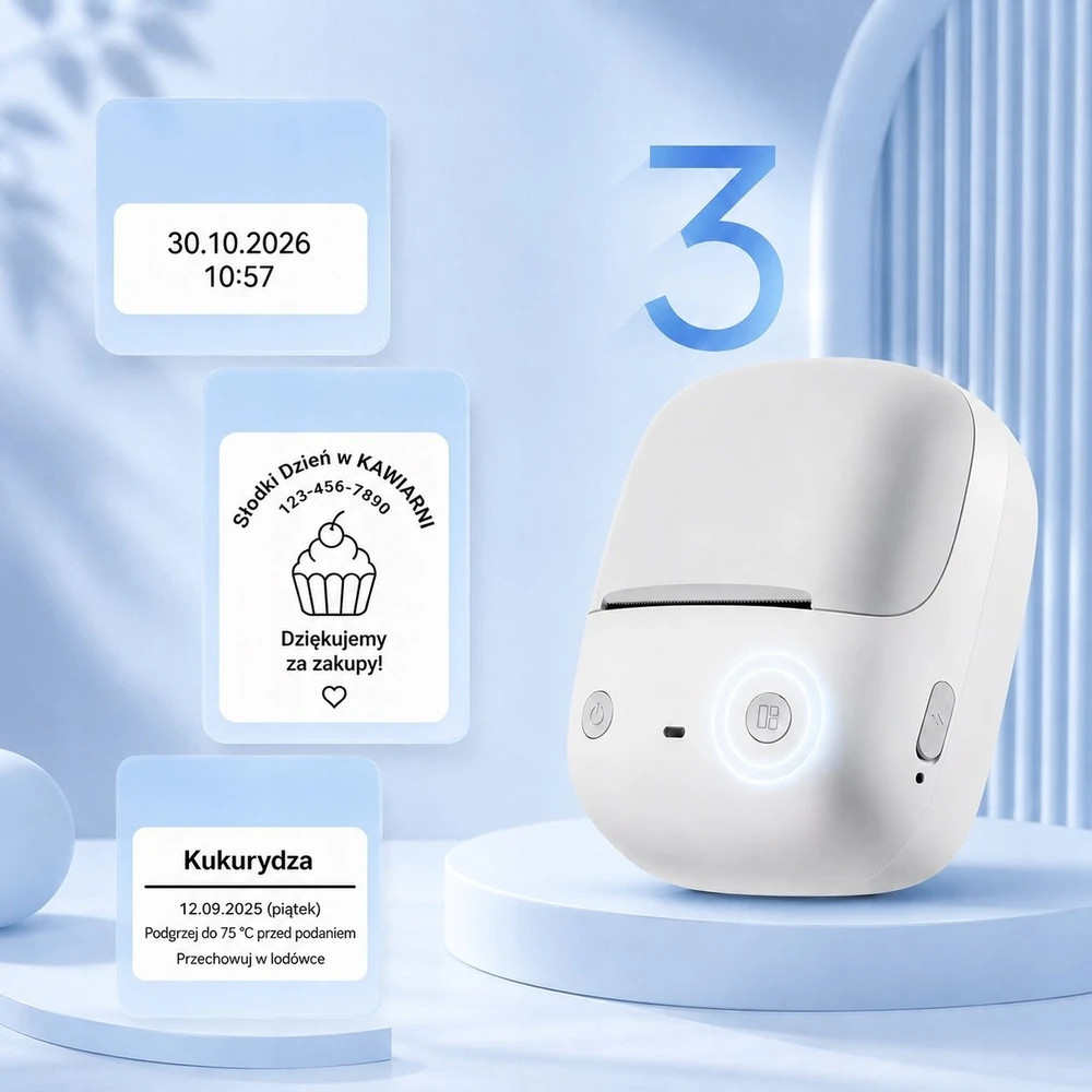 Etikečių spausdintuvas Niimbot spausdintuvas termiczna etikečių samoprzylepnych B2 203 DPI Bluetooth USB