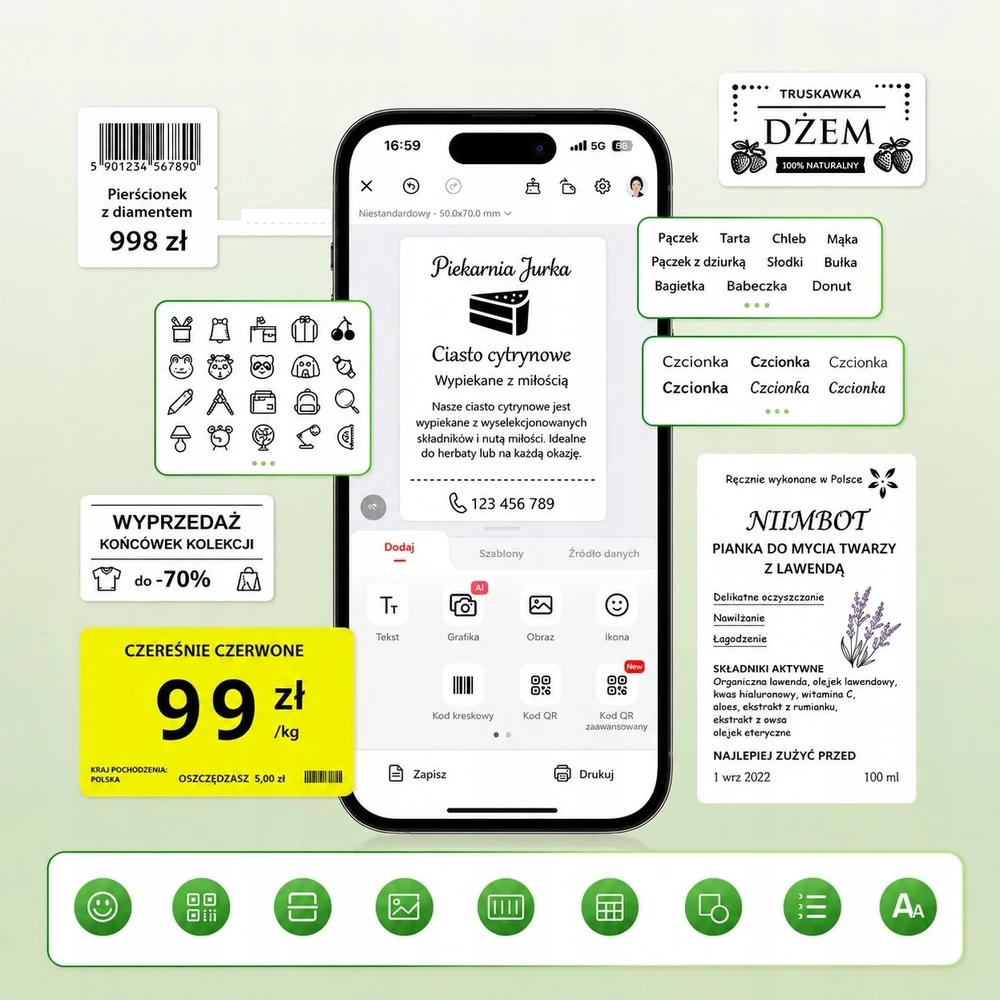 Etikečių spausdintuvas Niimbot spausdintuvas termiczna etikečių samoprzylepnych B2 203 DPI Bluetooth USB
