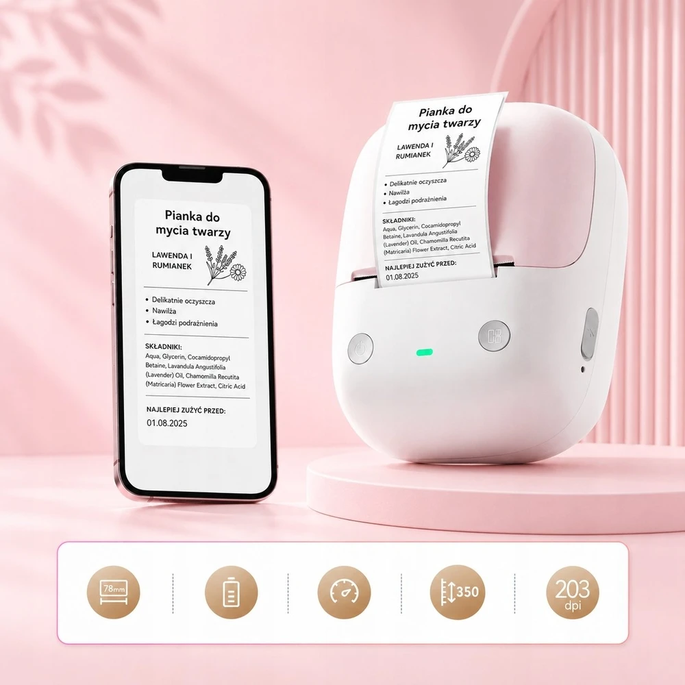 Etikečių spausdintuvas Niimbot spausdintuvas termiczna etikečių samoprzylepnych B2 Niimbot 203 DPI Bluetooth USB