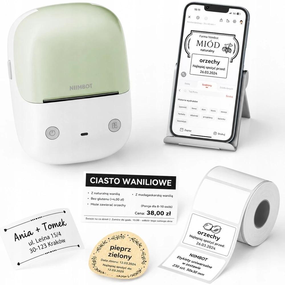 Etikečių spausdintuvas Niimbot spausdintuvas termiczna etikečių samoprzylepnych B2 203 DPI Bluetooth USB