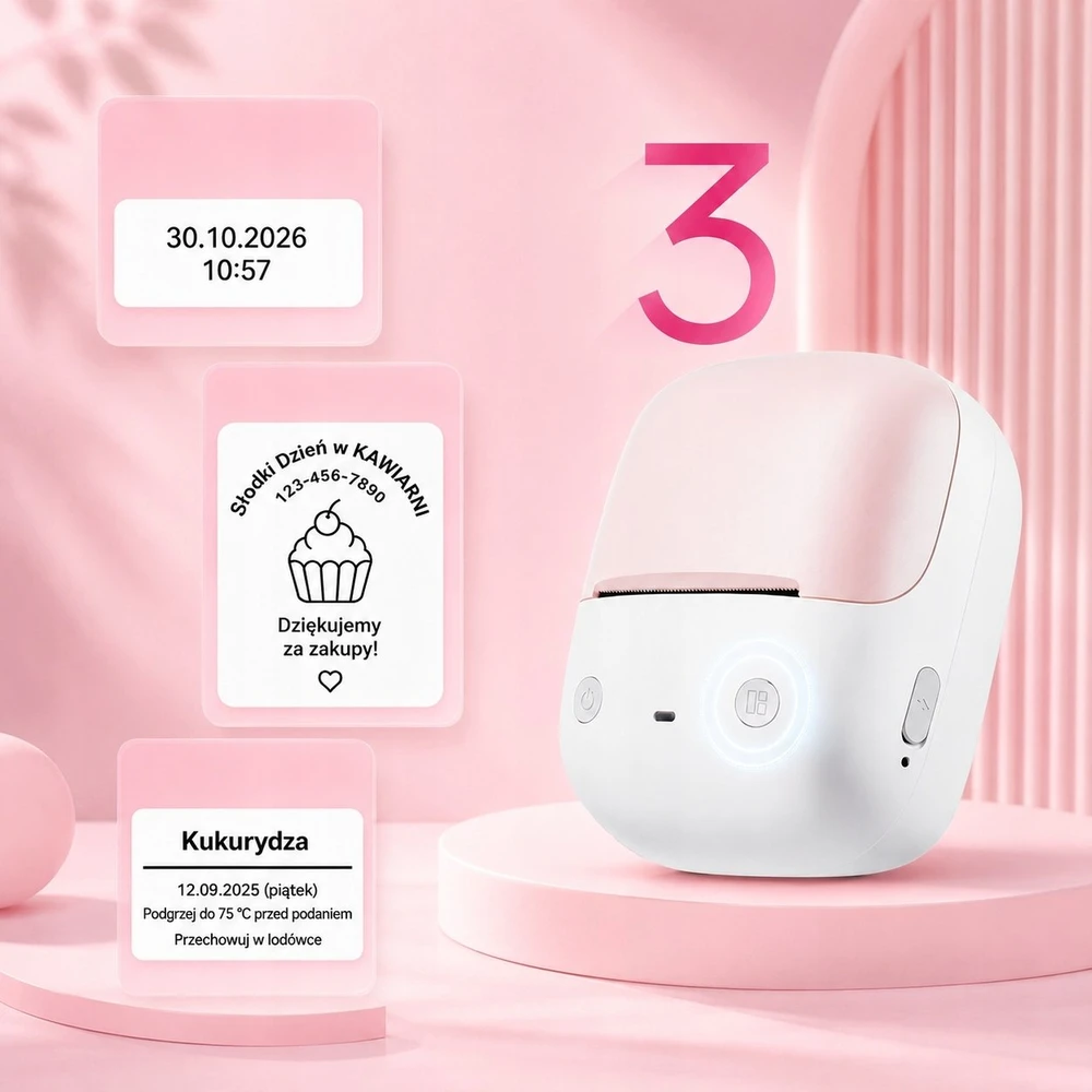 Etikečių spausdintuvas Niimbot spausdintuvas termiczna etikečių samoprzylepnych B2 Niimbot 203 DPI Bluetooth USB