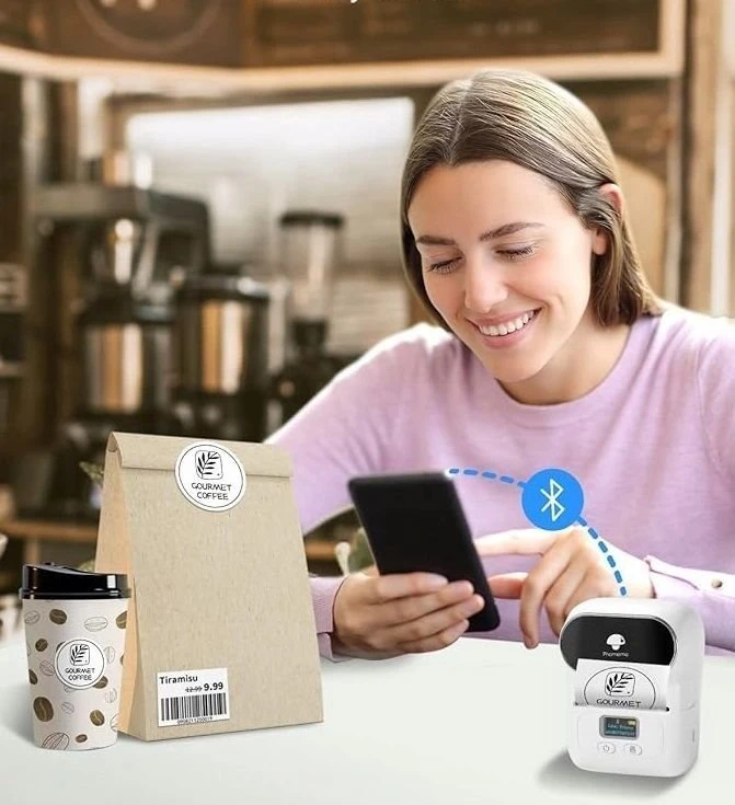 Etikečių spausdintuvas Phomemo Phomemo „Bluetooth“ terminis spausdintuvas lipnios etiketės M110 / juodas