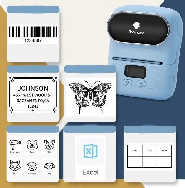 Etikečių spausdintuvas Phomemo Phomemo „Bluetooth“ terminis spausdintuvas lipnios etiketės M110 / juodas