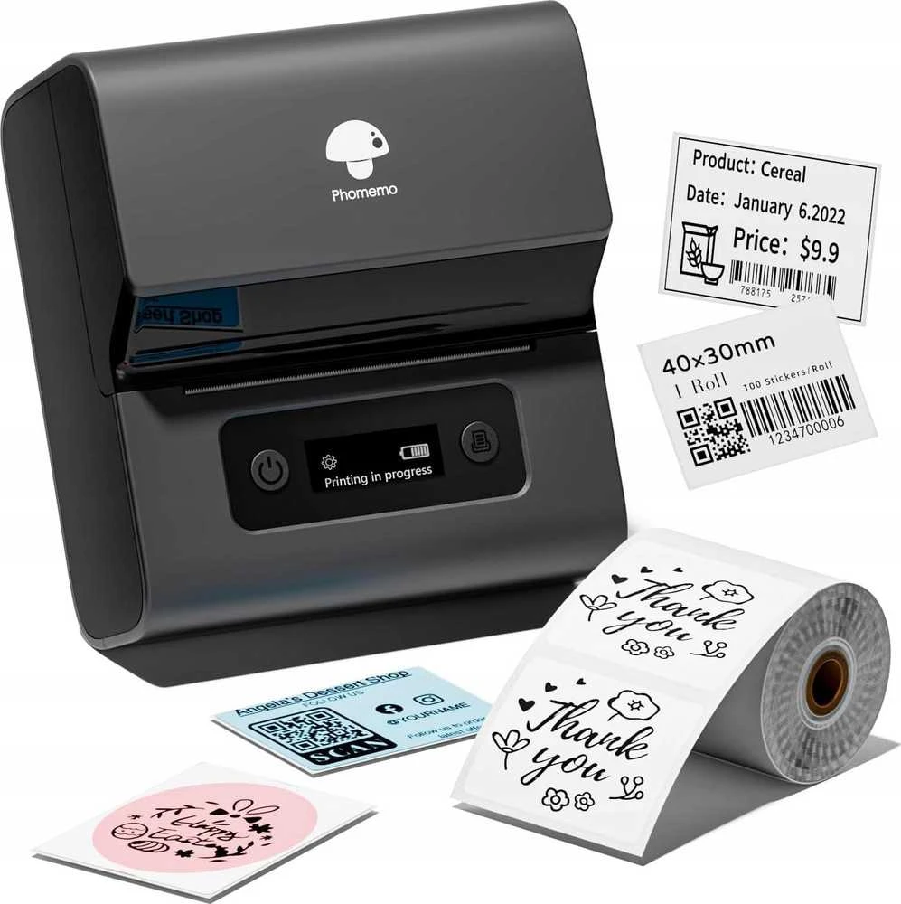 Etikečių spausdintuvas Phomemo Phomemo spausdintuvas Termiczna Etykiet Bluetooth Ios Android Printmaster / M221 / Juodas