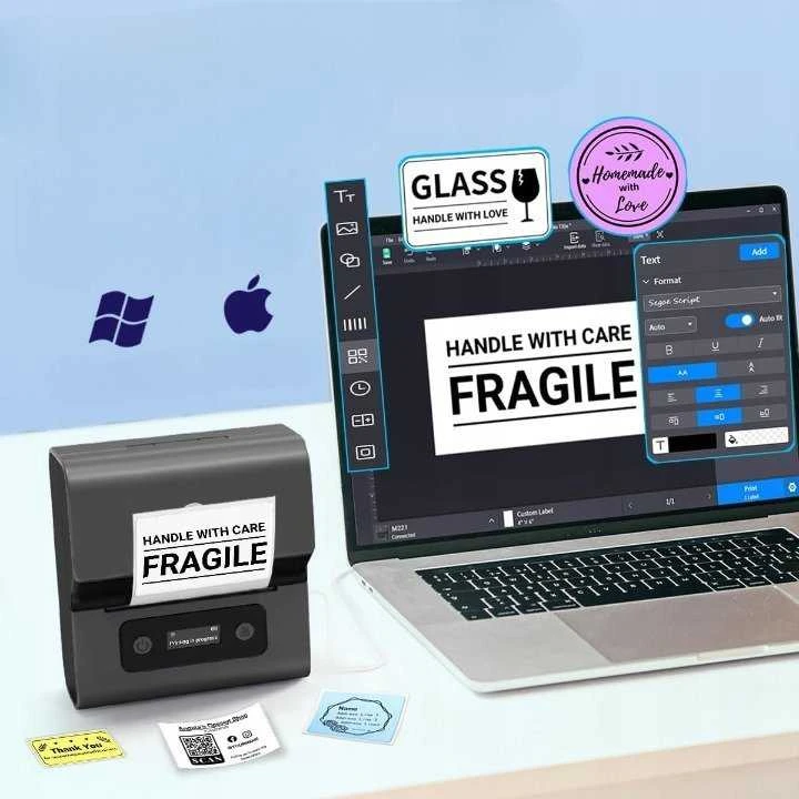 Etikečių spausdintuvas Phomemo Phomemo spausdintuvas Termiczna Etykiet Bluetooth Ios Android Printmaster / M221 / Juodas