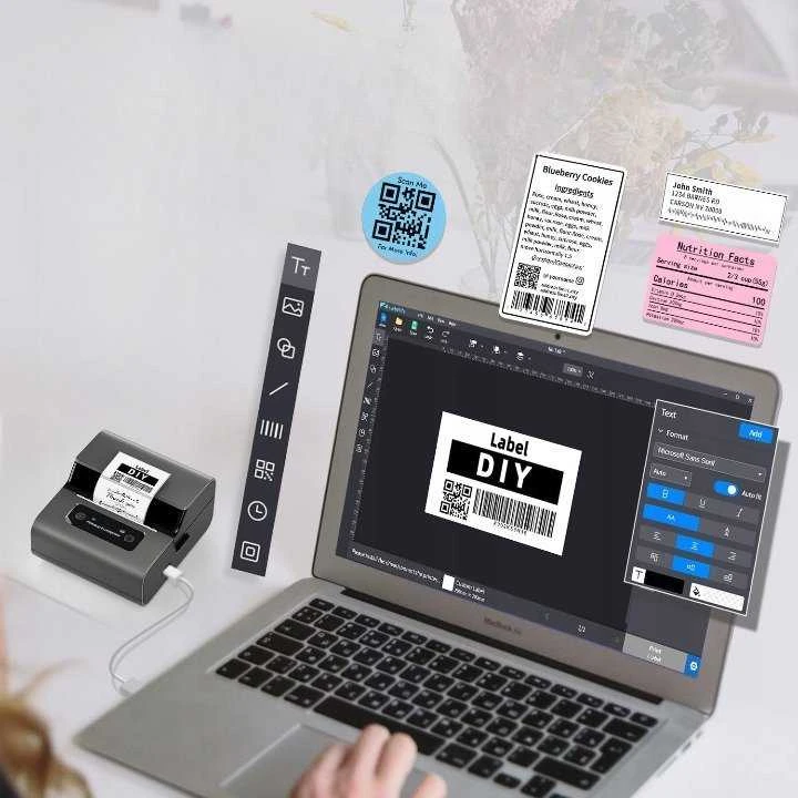 Etikečių spausdintuvas Phomemo Phomemo spausdintuvas Termiczna Etykiet Bluetooth Ios Android Printmaster / M221 / Juodas