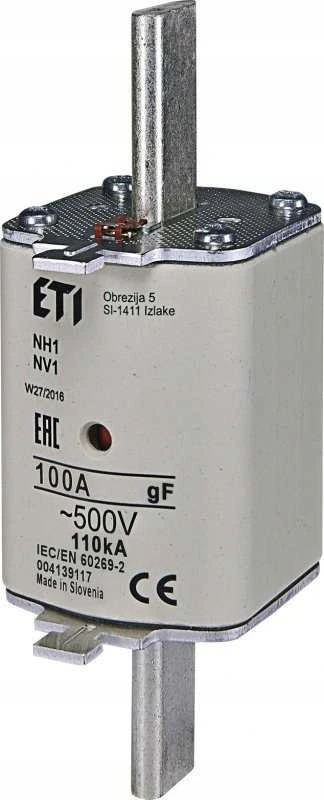 Etipo ETI Polam NH1 saugiklio įdėklas 004139117 gF 100A 500V WT-1/gF/100A/P/500V fast
