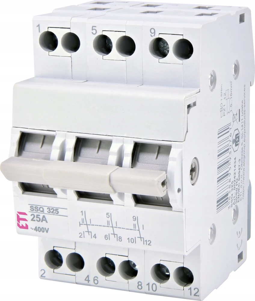 Etipo jungiklis ETI Polam 002421435 trijų padėčių modulinis 40A 3 polių SSQ 340 baltas