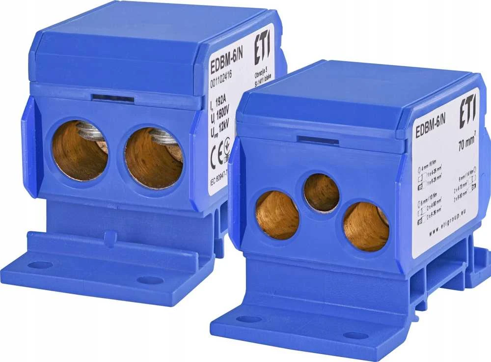 Etipo Paskirstymo blokas ETI Polam 001102416 192A (2x4-70mm2/2x4-50mm2+1x2.5-25mm2) mėlynas EDBM-6/N