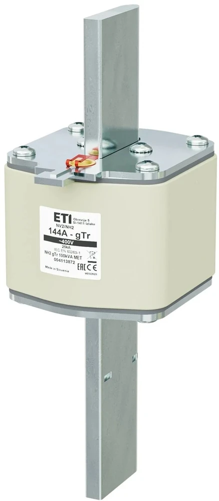 Etipo NH2 tipo saugiklio įdėklas ETI Polam NH2 004113872 WT/NH2 gTr 144A 400V 100kVA MET matavimo