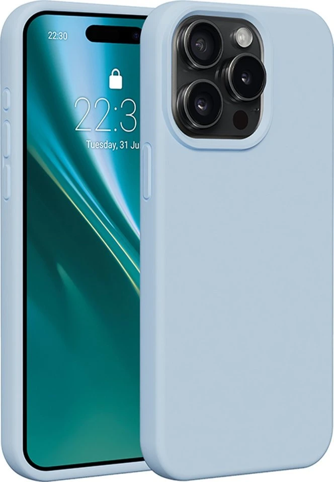 Dėklas Telforceone Etteri Silicone Apple iPhone 15 Pro Max 6,7" žydros spalvos