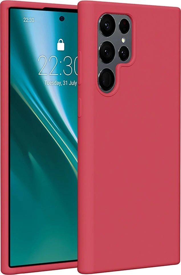 Etteri silikoninis dėklas Samsung Galaxy S22 Ultra aviečių spalvos