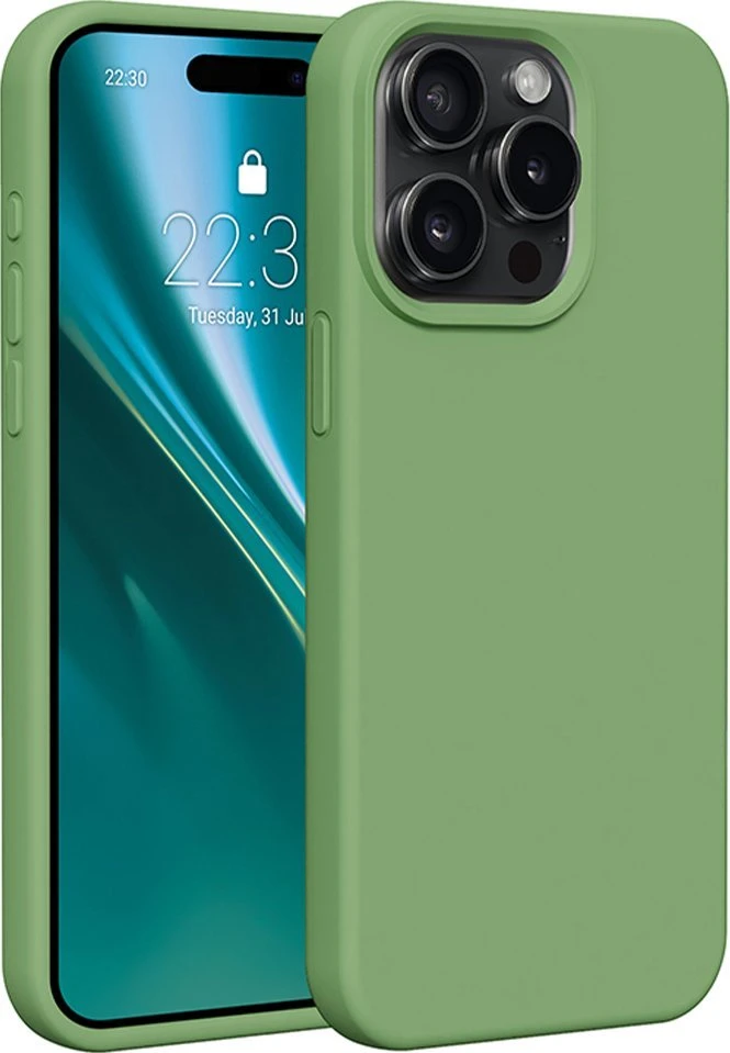 Dėklas Telforceone Etteri Silicone Apple iPhone 15 Pro Max 6,7" šviesiai žalios spalvos