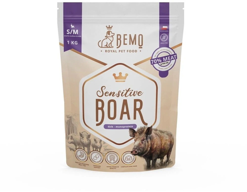 BEMO Sensitive Boar Small/Medium Mono - sausa šunų dieta - 1kg