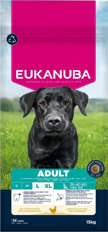 Eukanuba Life Care sausas pašaras didelių veislių šunims su vištiena, L, 15 kg