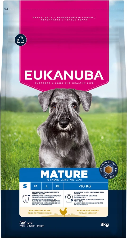 EUKANUBA Premium nutrition mature Small breed vištiena – sausas Maistas šunims – 3kg