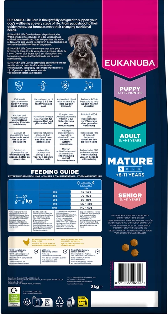 EUKANUBA Premium nutrition mature Small breed vištiena – sausas Maistas šunims – 3kg