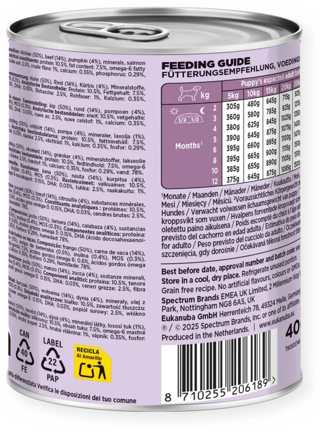 Eukanuba konservuotas pašaras šuniukams su jautiena ir moliūgais, 400g