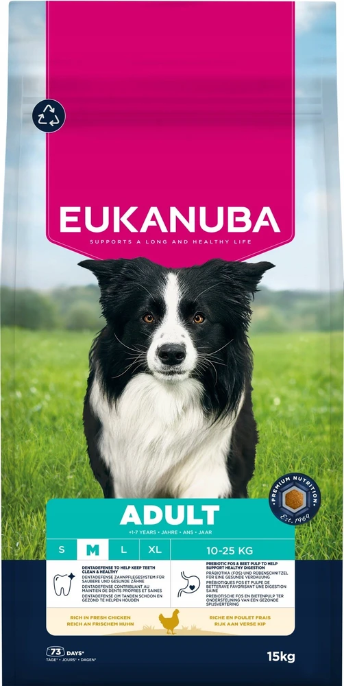 Eukanuba Life Care sausas pašaras vidutinių veislių šunims su vištiena, M, 15 kg