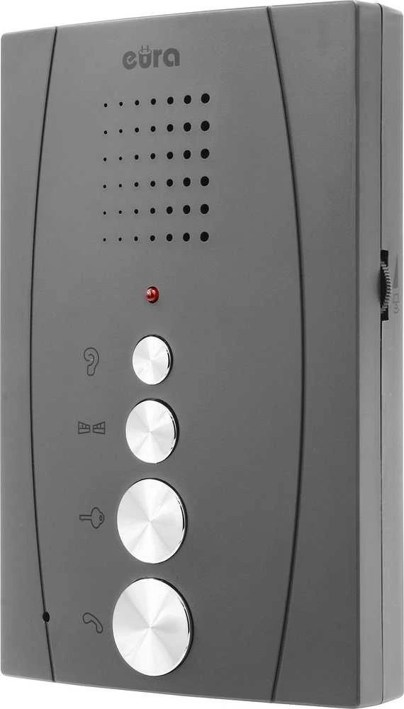 DOMOFONAS „EURA“ ADP-51A3 „DIFESA“ – vienos šeimos, 2 telefoneliai, domofonas, grafito spalvos