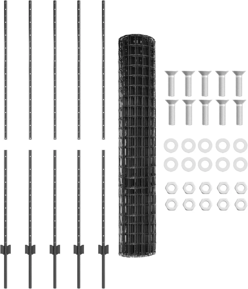 Euro tvoros su stulpu 10 x 1,5 m PVC dengtas plienas Pilka