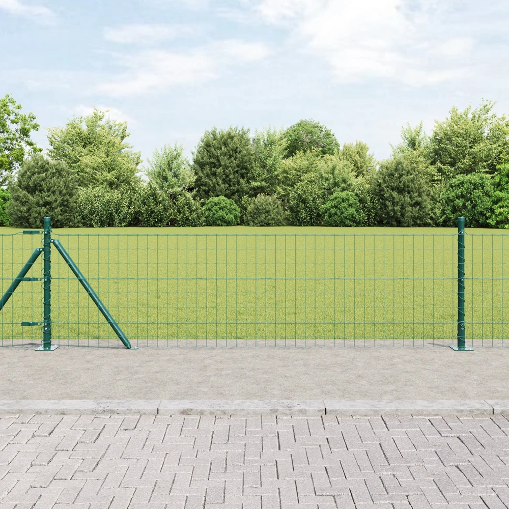 Eurų tvora su betono baze 25 x 0,4 m PVC dengtas plienas Žalia