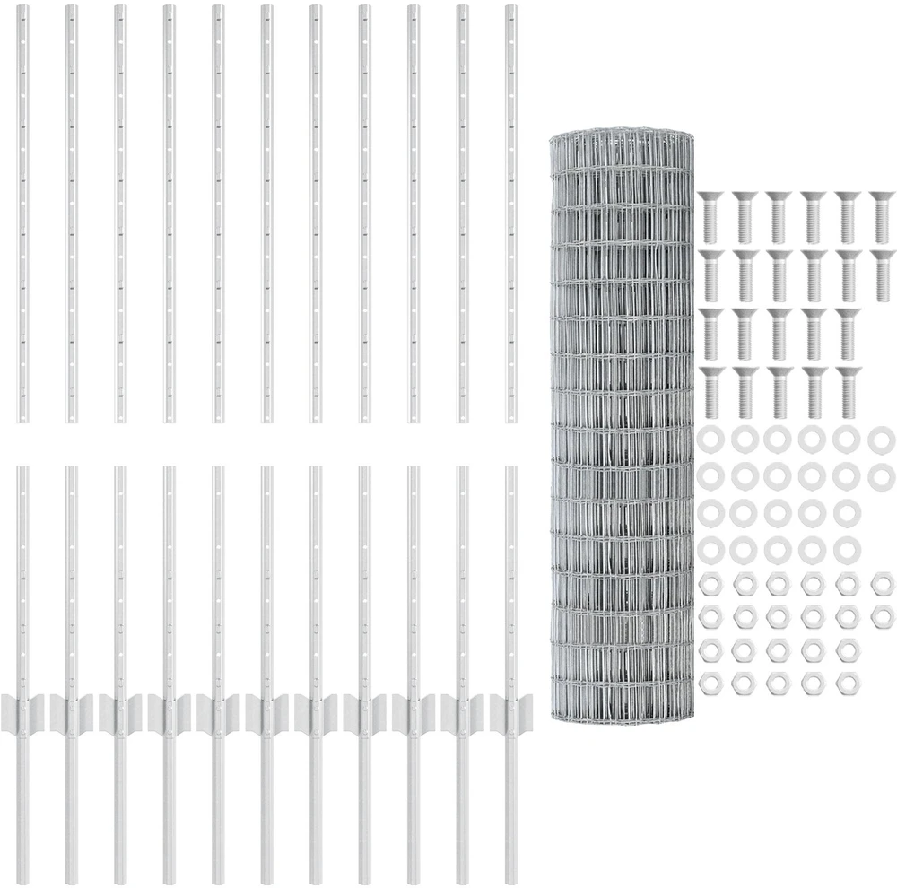 Euro tvoros su stulpu 25 x 1 m Galvanizuotas plienas Sidabrinė