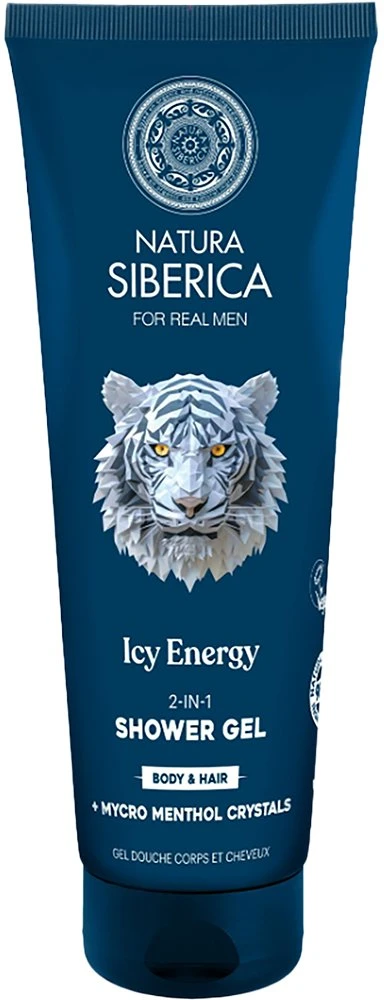 EUROBIOLAB Natura Siberica „For Real Men“ 2 viename dušo želė kūnui ir plaukams „Icy Energy“ 200 ml