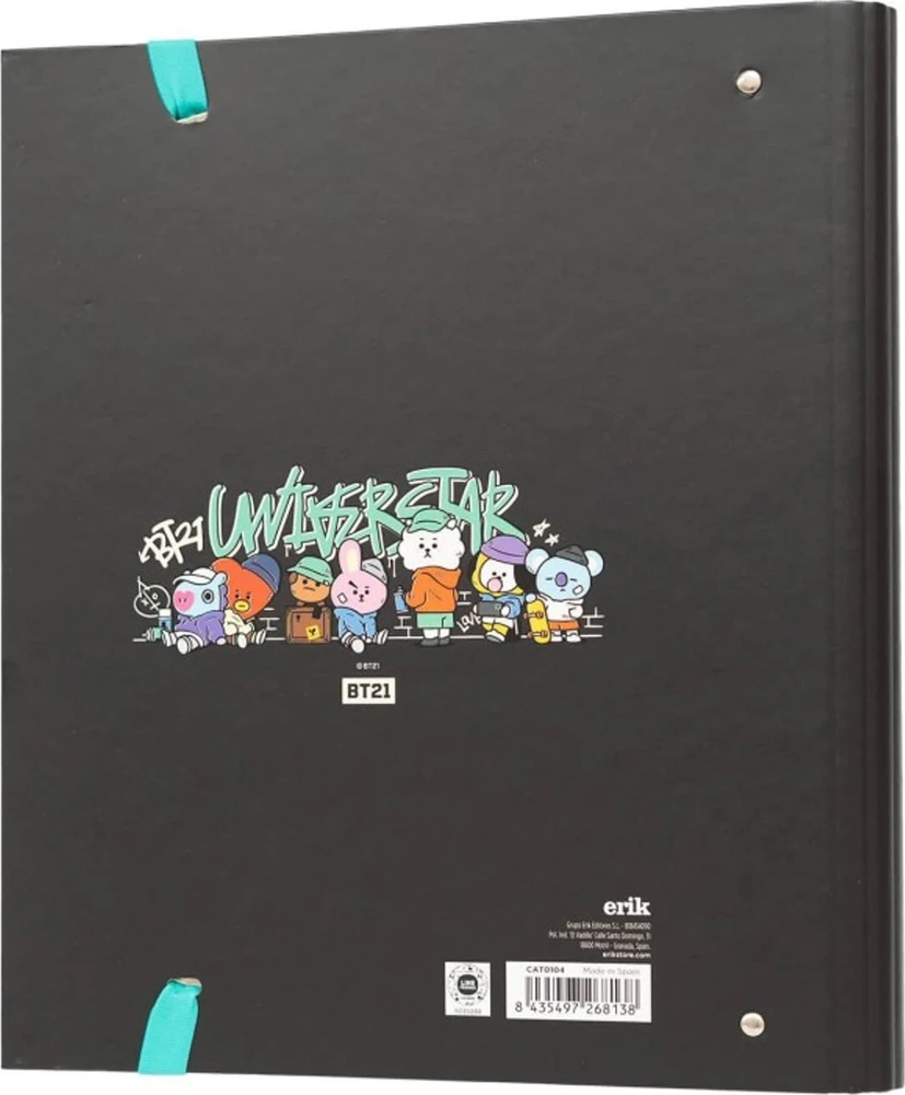 BT21 - A4 formato segtuvas iš „Street Mood“ kolekcijos (4 žiedai, gumytė)