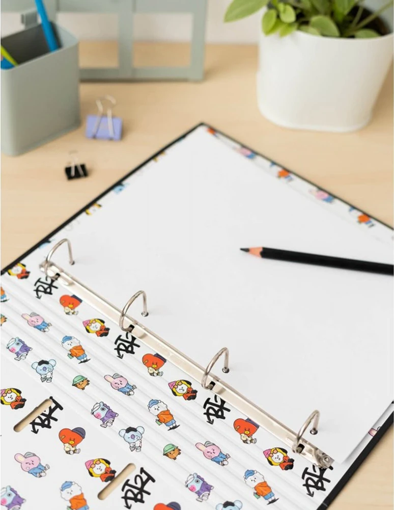 BT21 - „Street Mood“ kolekcijos A4 formato segtuvas su lapais (4 žiedai, gumytė)
